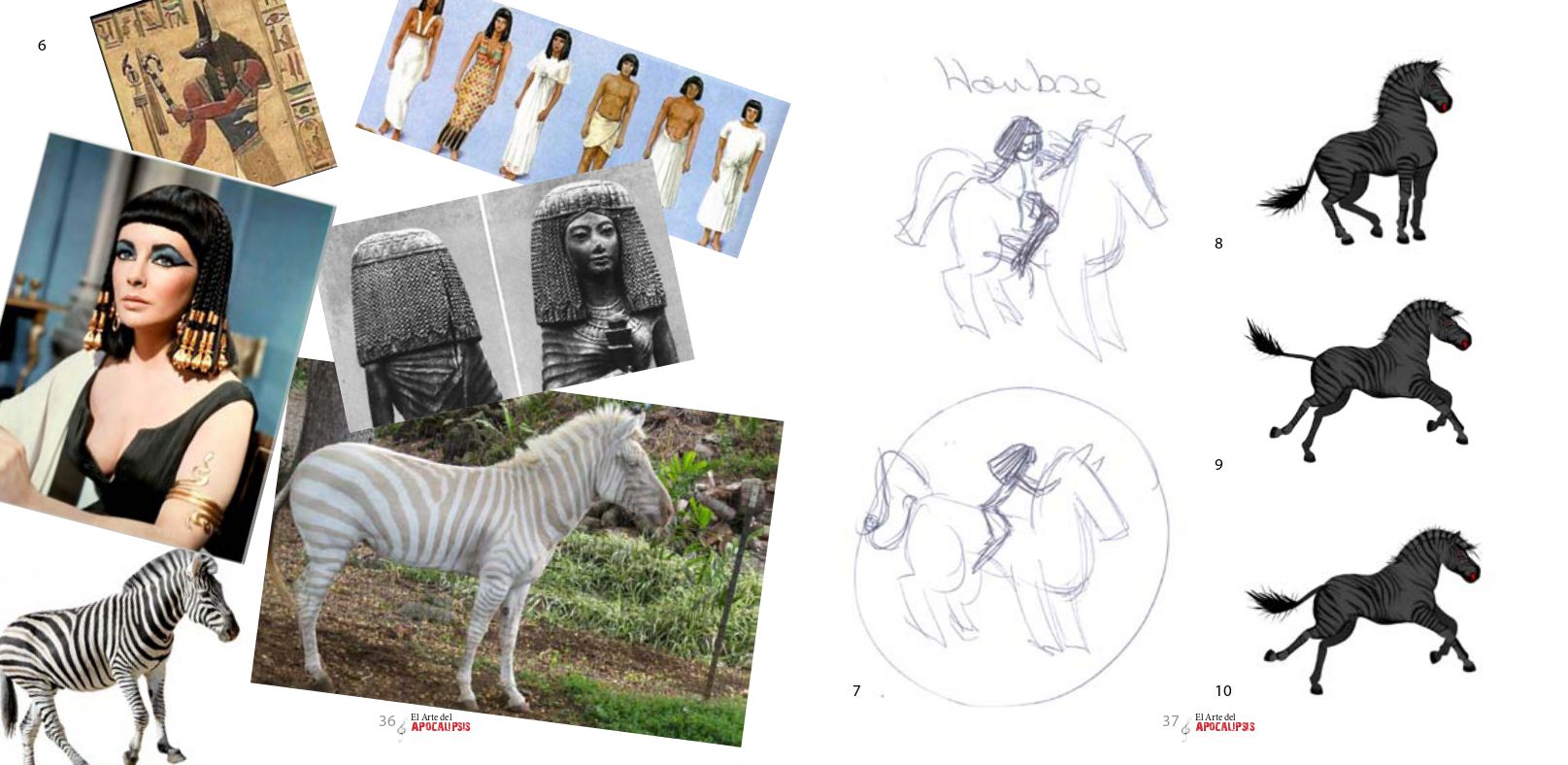 Doble página, búsqueda de inspiración y bocetos para hambre